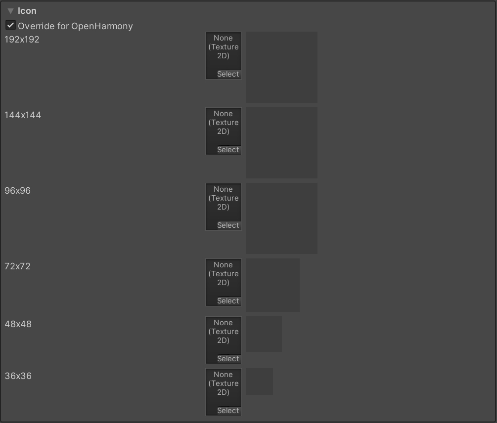 Icon settings for OpenHarmony.