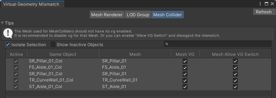  Mesh Collider 窗口