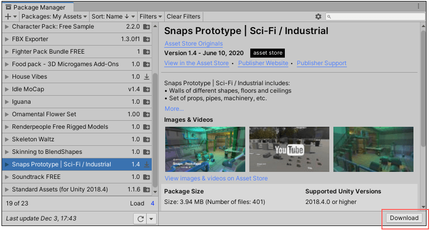 详细信息视图右下角的 **Download** 按钮
