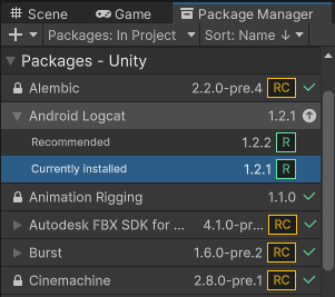 __Currently installed__ and __Recommended__ are the only versions available