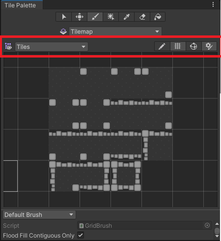 The Tile Palette toolbar.