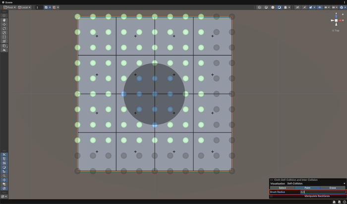 Particles being painted are blue