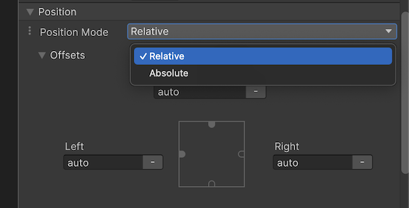 Position modes available for any visual element.