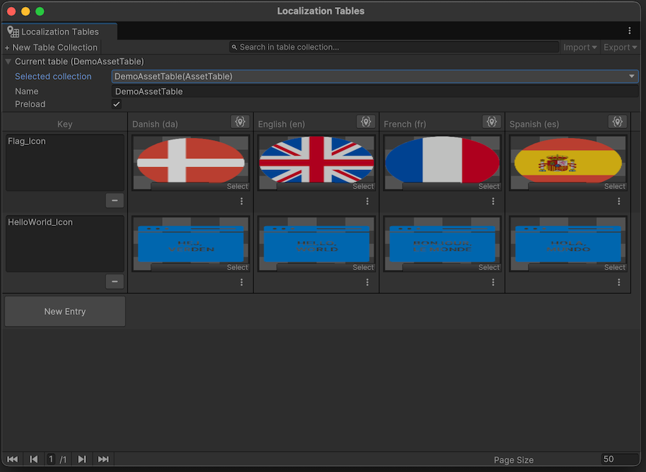 The flag and Hello, world icons represent each Locale.