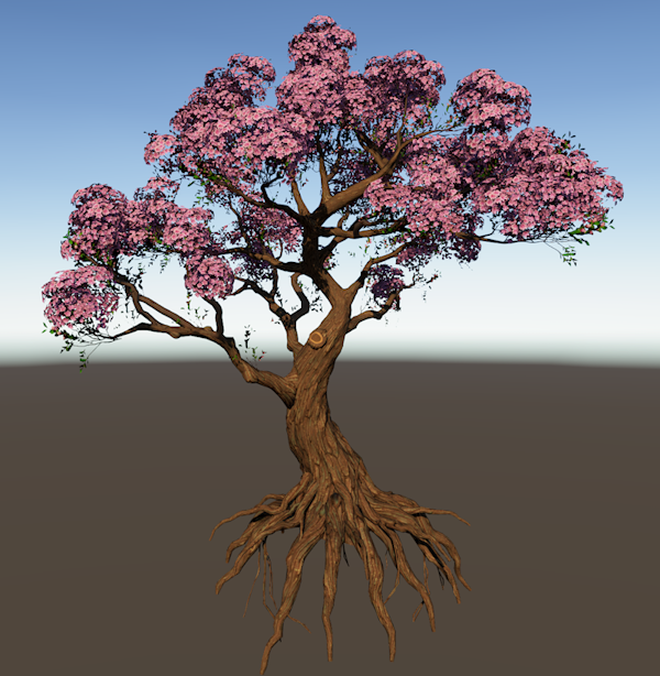 The model of a tree with high curvature elements.