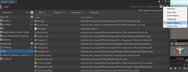 The export data option
