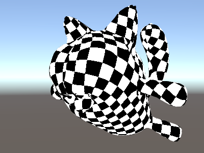 A cat-like character rendered with a checkerboard pattern.