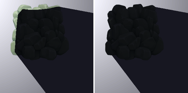 Left: Use Renderer Silhouette disabled, Self Shadows enabled. Right: Use Renderer Silhouette enabled, Self Shadows enabled.